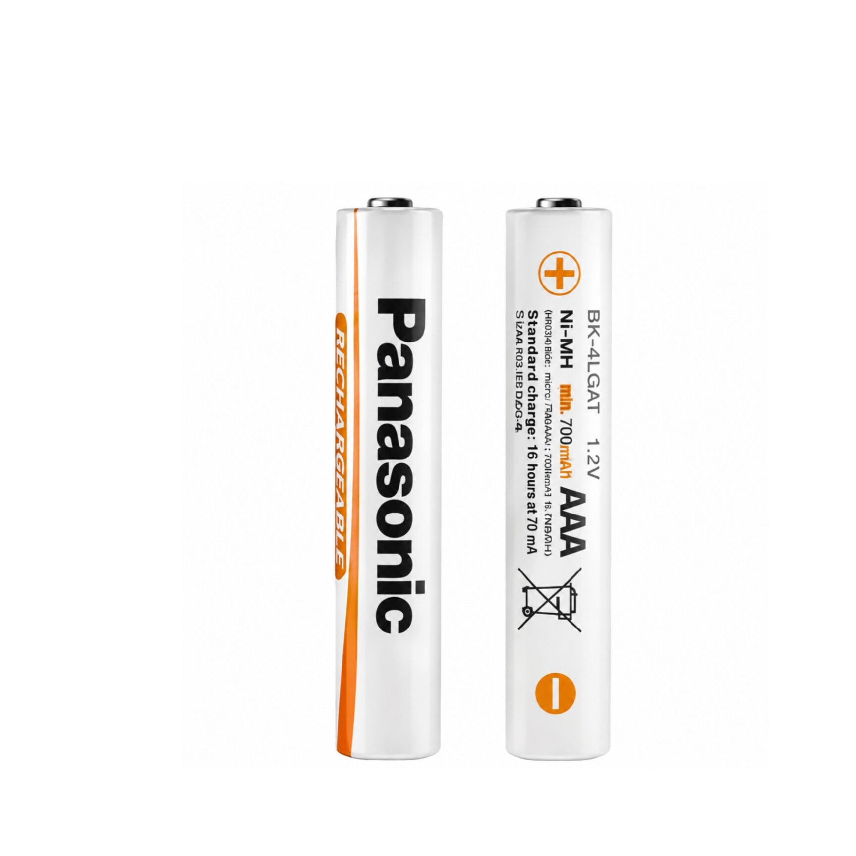 باتری شارژی نیم قلمی پاناسونیک Panasonic AAA مدل BK-4LGAT ظرفیت 700mAh بسته 2 عددی مناسب تلفن بیسیم، موس، ریموت و چرا