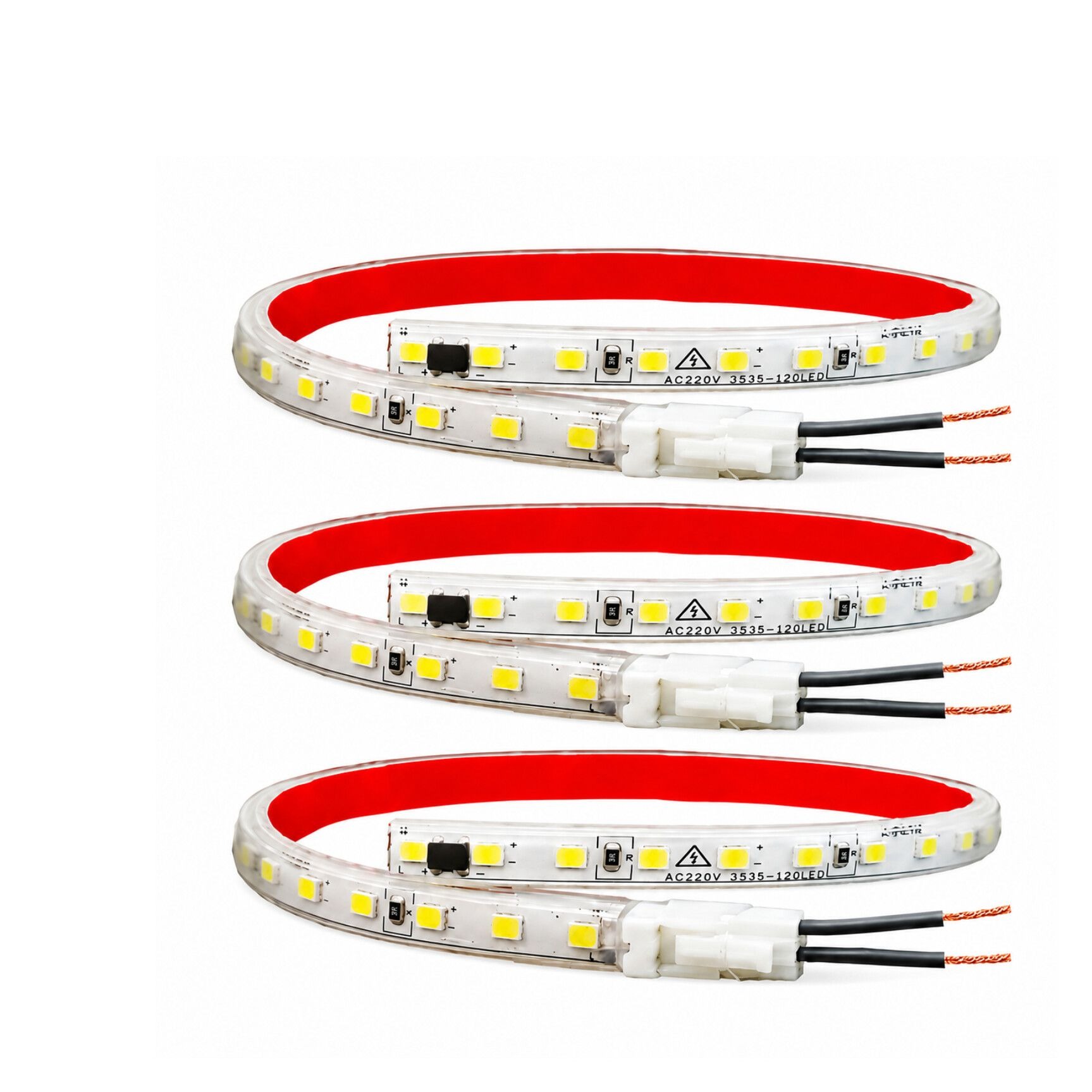 پک 3 عددی ریسه شلنگی LED 220 ولت مدل 2835 پشت چسبدار مناسب کابینت و دکوراسیون