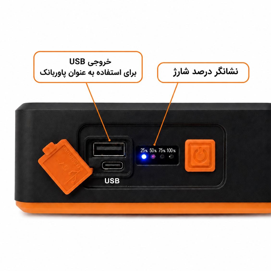 پروژکتور و نورافکن شارژی خورشیدی پاوربانک دار چندکاره مدل NY-9805-B اصلی بانور پلیسی، چراغ قوه جانبی، مناسب برای کمپینگ،