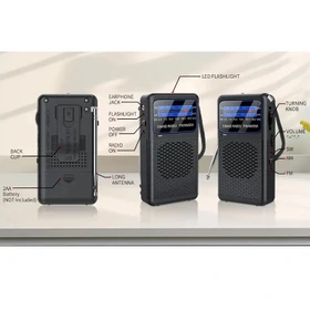 رادیو جیبی ۳ موج مدل TG-99 با چراغ قوه و خروجی هدفون (FM / AM / SW)