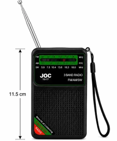 رادیو جیبی شارژی JOC مدل TG-77 با باتری لیتیومی و خروجی هدفون (3 موج)