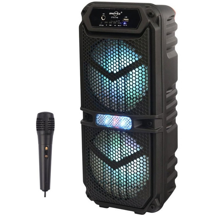 اسپیکر بلوتوثی گریتنایس مدل GTS-2148 با دو ووفر ۶.۵ اینچ و میکروفون کارائوکه