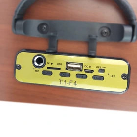 اسپیکر بلوتوثی چوبی T1 مدل T1-F4 با دو بلندگو ۲.۵ اینچ و رادیو FM