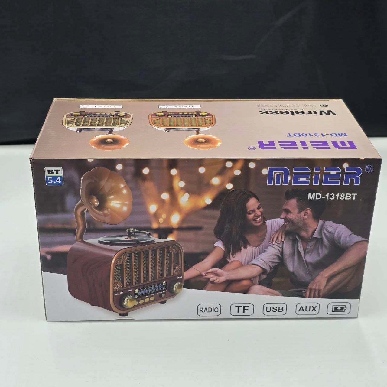رادیو آنالوگ بلوتوثی Meier مدل MD-1318BT با طراحی گرامافون کلاسیک و پخش USB/TF