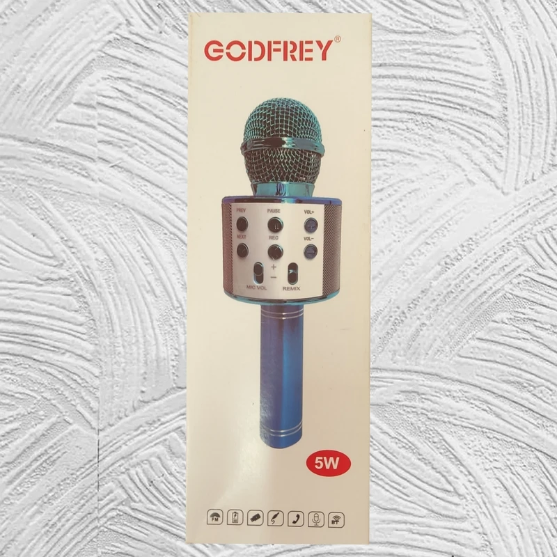 میکروفون اسپیکر بلوتوثی کارائوکه گودفری GOODFREY مدل WS-858 با قابلیت اکو، ضبط صدا و تغییر صدا