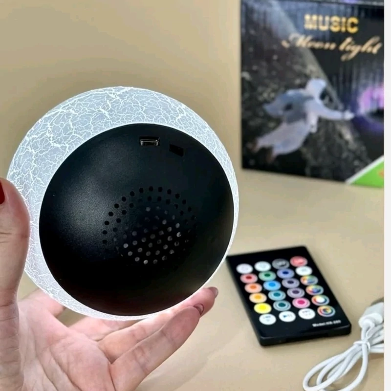 چراغ خواب اسپیکر دار پروژکتور ستاره و ماه موون لایت مدل BR-036 با ریموت کنترل و پخش موسیقی بلوتوثی